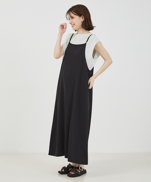 abahouse mavie（アバハウスマヴィ）の「【大人のいちまんワンピ】クールタッチサテンキャミジャンスカ（ワンピース・レディース・ブラック/カーキ・フリー）」の14枚目の写真