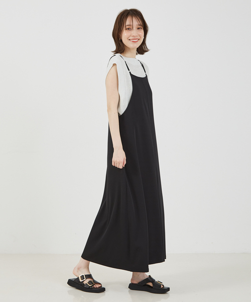 abahouse mavie（アバハウスマヴィ）の「【大人のいちまんワンピ】クールタッチサテンキャミジャンスカ（ワンピース・レディース・ブラック/カーキ・フリー）」の15枚目の写真
