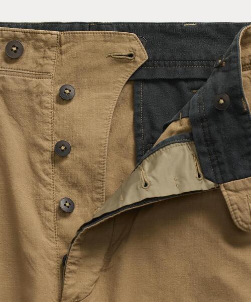 RRL スラックス　テーパード　パンツ　メンズ　ダブルアールエル RRL（ダブル アール エル）の「プリーテッド コットンリネン パンツ