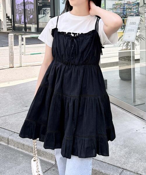 セール】コットンレースティアードミニキャミワンピース（ワンピース