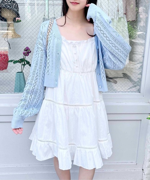 INGNI（イング）の「コットンレースティアードミニキャミワンピース（ワンピース・レディース・オフホワイト/ブラック/サックスブルー/ブラック系その他/サックスブルー系2/ホワイト系その他/ブラウン系4・M）」の11枚目の写真