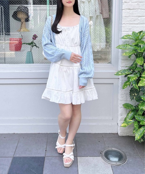 INGNI（イング）の「コットンレースティアードミニキャミワンピース（ワンピース・レディース・オフホワイト/ブラック/サックスブルー/ブラック系その他/サックスブルー系2/ホワイト系その他/ブラウン系4・M）」の13枚目の写真