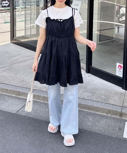 INGNI（イング）の「コットンレースティアードミニキャミワンピース（ワンピース・レディース・オフホワイト/ブラック/サックスブルー/ブラック系その他/サックスブルー系2/ホワイト系その他/ブラウン系4・M）」の18枚目の写真