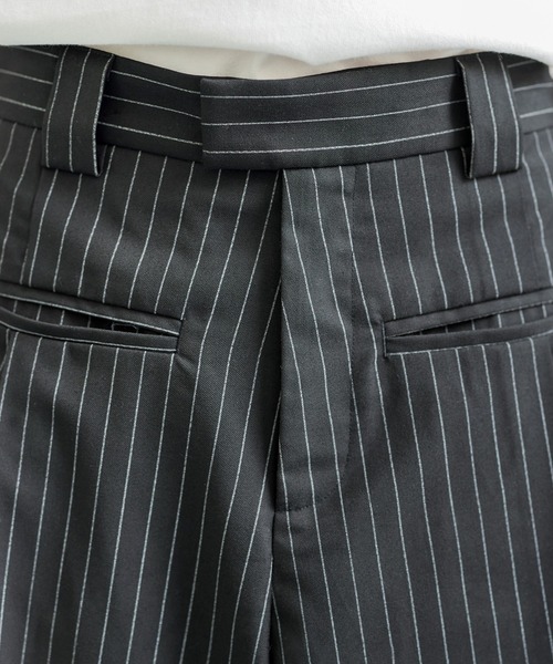 Bleme(ブレム)の「フロントポケット ワイドストレート ストライプ スラックス(スラックス・メンズ・ブラック/グレー・S/M/L/XL)」の11枚目の写真