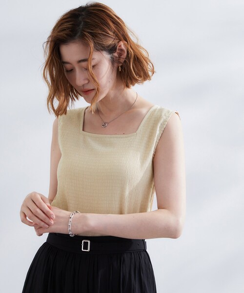 grove（グローブ）の「ジャカードスクエアネックタンク（タンクトップ・レディース・ブラック/スモーキーグリーン系/ベージュ・02/03/01/04/05）」の20枚目の写真