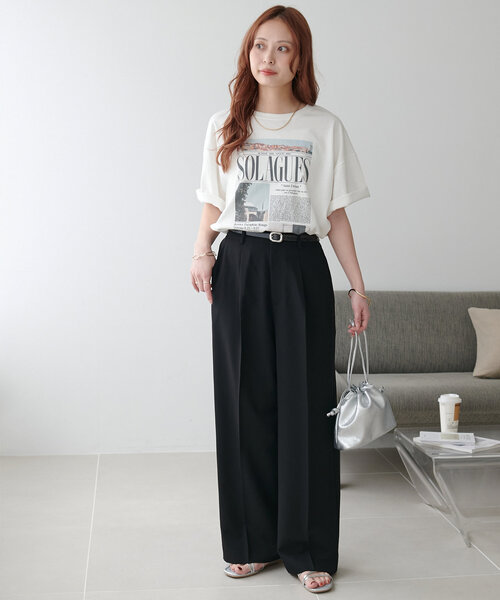 DISCOAT（ディスコート）の「タックストレートパンツ（スラックス・レディース・ブラック/グレー/ブラウン・SMALL/MEDIUM/LARGE）」の20枚目の写真