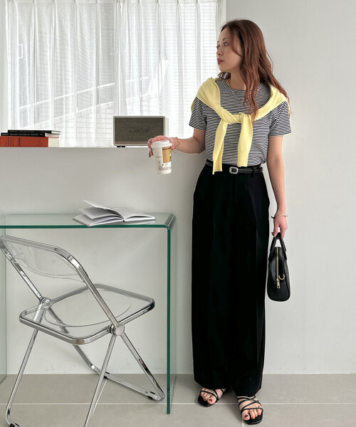 DISCOAT（ディスコート）の「タックストレートパンツ（スラックス・レディース・ブラック/グレー/ブラウン・SMALL/MEDIUM/LARGE）」の17枚目の写真