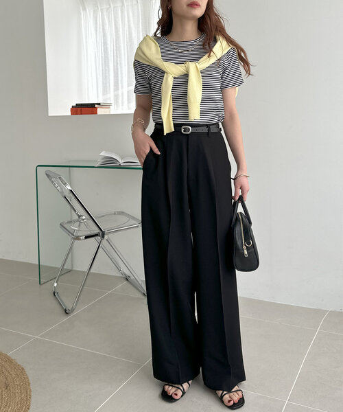 DISCOAT（ディスコート）の「タックストレートパンツ（スラックス・レディース・ブラック/グレー/ブラウン・SMALL/MEDIUM/LARGE）」の16枚目の写真