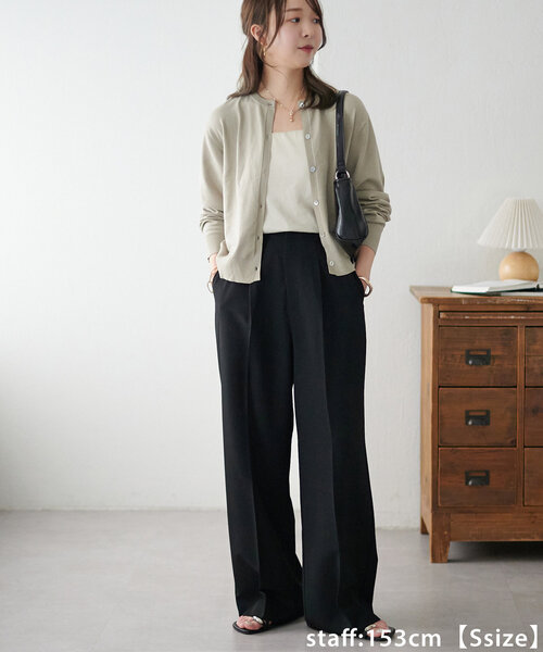 DISCOAT（ディスコート）の「タックストレートパンツ（スラックス・レディース・ブラック/グレー/ブラウン・SMALL/MEDIUM/LARGE）」の15枚目の写真