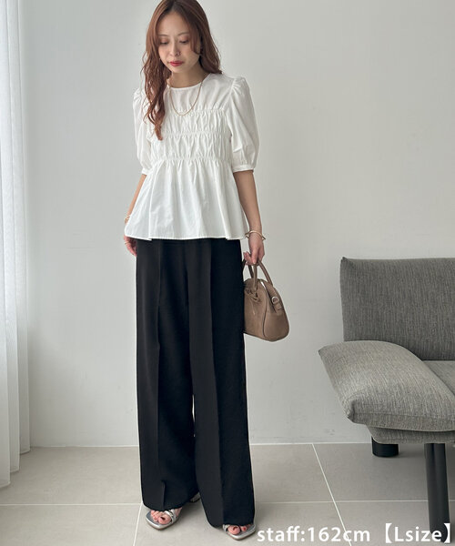 DISCOAT（ディスコート）の「タックストレートパンツ（スラックス・レディース・ブラック/グレー/ブラウン・SMALL/MEDIUM/LARGE）」の13枚目の写真