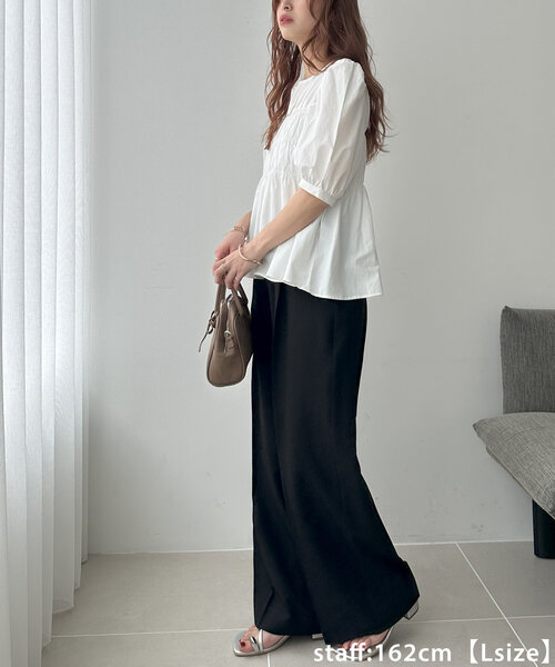 DISCOAT（ディスコート）の「タックストレートパンツ（スラックス・レディース・ブラック/グレー/ブラウン・SMALL/MEDIUM/LARGE）」の12枚目の写真