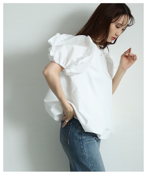 Sawa a la mode（サワアラモード）の「フリルパフスリーブバルーンブラウス（シャツ/ブラウス・レディース・ホワイト/ブラック・FREE）」の15枚目の写真