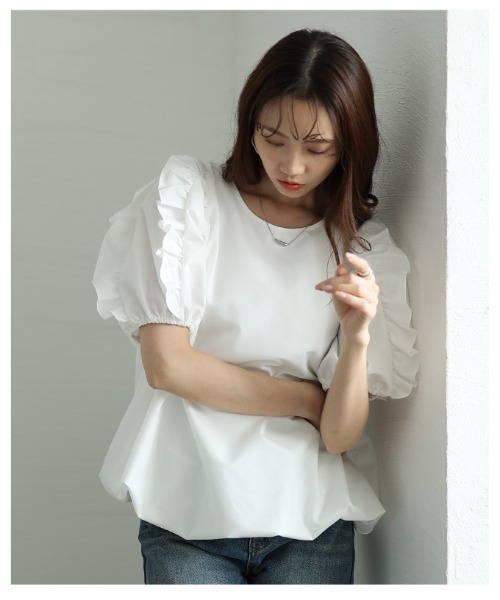 Sawa a la mode（サワアラモード）の「フリルパフスリーブバルーンブラウス（シャツ/ブラウス・レディース・ホワイト/ブラック・FREE）」の13枚目の写真