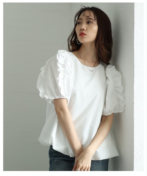 Sawa a la mode（サワアラモード）の「フリルパフスリーブバルーンブラウス（シャツ/ブラウス・レディース・ホワイト/ブラック・FREE）」の9枚目の写真
