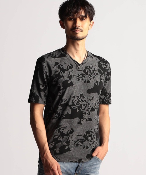 NICOLE CLUB FOR MEN(ニコルクラブフォーメン)の「アラカルトリンクスジャカードVネック半袖プルオーバー(Tシャツ/カットソー・メンズ・ホワイト系/ブラック系1/ブラック系2/グレー系1/グレー系2・MEDIUM/LARGE/X-LARGE)」の5枚目の写真