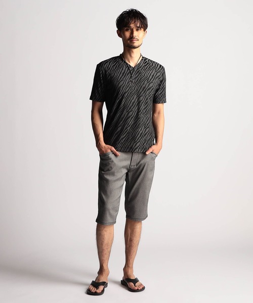 NICOLE CLUB FOR MEN(ニコルクラブフォーメン)の「アラカルトリンクスジャカードVネック半袖プルオーバー(Tシャツ/カットソー・メンズ・ホワイト系/ブラック系1/ブラック系2/グレー系1/グレー系2・MEDIUM/LARGE/X-LARGE)」の7枚目の写真