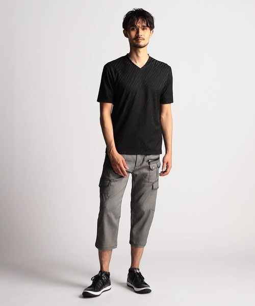 NICOLE CLUB FOR MEN(ニコルクラブフォーメン)の「アラカルトリンクスジャカードVネック半袖プルオーバー(Tシャツ/カットソー・メンズ・ホワイト系/ブラック系1/ブラック系2/グレー系1/グレー系2・MEDIUM/LARGE/X-LARGE)」の8枚目の写真