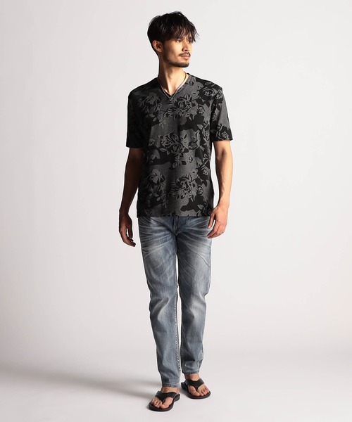 NICOLE CLUB FOR MEN(ニコルクラブフォーメン)の「アラカルトリンクスジャカードVネック半袖プルオーバー(Tシャツ/カットソー・メンズ・ホワイト系/ブラック系1/ブラック系2/グレー系1/グレー系2・MEDIUM/LARGE/X-LARGE)」の9枚目の写真