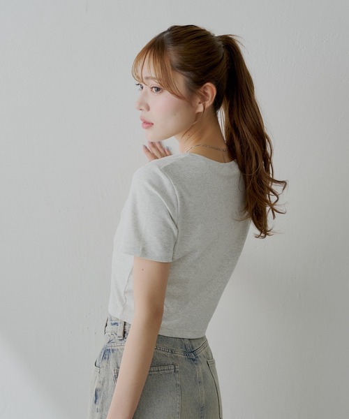 セール】【5色展開】フラワー刺繍チビT（Tシャツ/カットソー