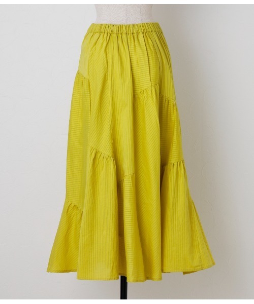 SIPULI（シプリ）の「Cotton Stripe Dobby ランダムカットスカート（スカート・レディース・ホワイト/イエロー・2）」の4枚目の写真