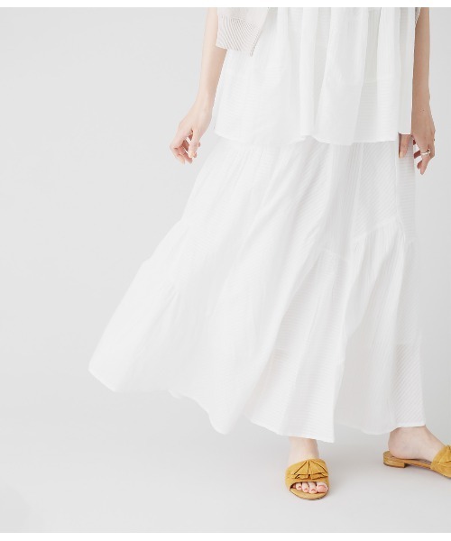 SIPULI（シプリ）の「Cotton Stripe Dobby ランダムカットスカート（スカート・レディース・ホワイト/イエロー・2）」の13枚目の写真