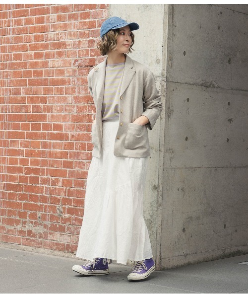 SIPULI（シプリ）の「Cotton Stripe Dobby ランダムカットスカート（スカート・レディース・ホワイト/イエロー・2）」の14枚目の写真