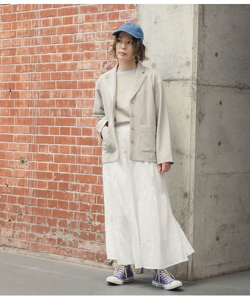 SIPULI（シプリ）の「Cotton Stripe Dobby ランダムカットスカート（スカート・レディース・ホワイト/イエロー・2）」の15枚目の写真