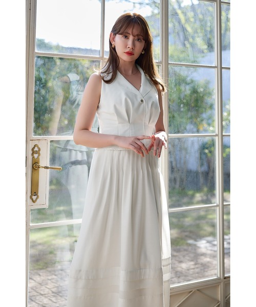 ワンピース Herlipto Marianne Layered Tuck Dress S Marianne Layered Tuck Dress