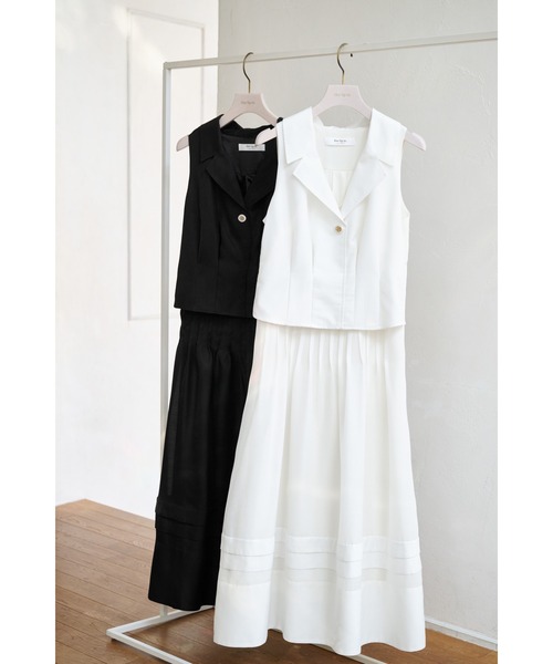 ハーリップトゥワンピース Marianne Layered Tuck Dress（ワンピース）｜Her lip to（ハー