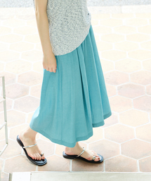 qualite | 【接触冷感】ナチュラルシャンブレーフレアパンツ/オフィスカジュアル/夏服(その他パンツ)