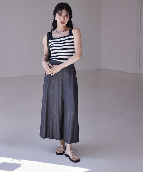 qualite（カリテ）の「【接触冷感】ナチュラルシャンブレーフレアパンツ/オフィスカジュアル/夏服（その他パンツ・レディース・ベージュ/グリーン/ブラック・36/38/40）」の11枚目の写真