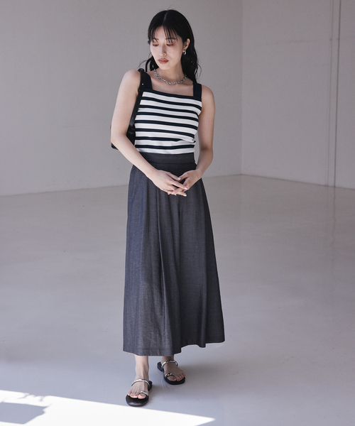 qualite（カリテ）の「【接触冷感】ナチュラルシャンブレーフレアパンツ/オフィスカジュアル/夏服（その他パンツ・レディース・ベージュ/グリーン/ブラック・36/38/40）」の12枚目の写真