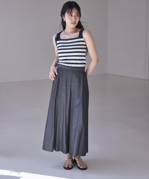 qualite（カリテ）の「【接触冷感】ナチュラルシャンブレーフレアパンツ/オフィスカジュアル/夏服（その他パンツ・レディース・ベージュ/グリーン/ブラック・36/38/40）」の13枚目の写真