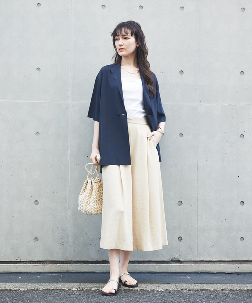 qualite（カリテ）の「【接触冷感】ナチュラルシャンブレーフレアパンツ/オフィスカジュアル/夏服（その他パンツ・レディース・ベージュ/グリーン/ブラック・36/38/40）」の14枚目の写真