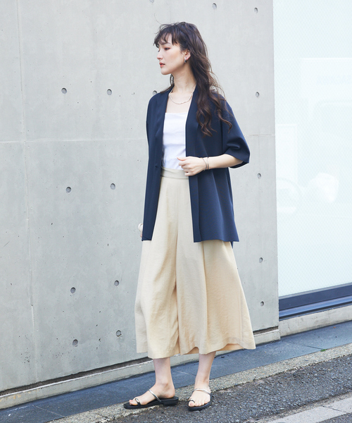 qualite（カリテ）の「【接触冷感】ナチュラルシャンブレーフレアパンツ/オフィスカジュアル/夏服（その他パンツ・レディース・ベージュ/グリーン/ブラック・36/38/40）」の17枚目の写真