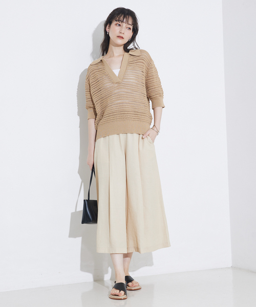 qualite（カリテ）の「【接触冷感】ナチュラルシャンブレーフレアパンツ/オフィスカジュアル/夏服（その他パンツ・レディース・ベージュ/グリーン/ブラック・36/38/40）」の19枚目の写真