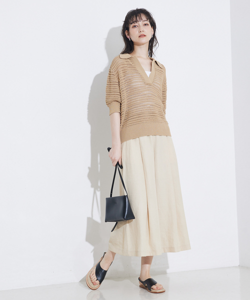 qualite（カリテ）の「【接触冷感】ナチュラルシャンブレーフレアパンツ/オフィスカジュアル/夏服（その他パンツ・レディース・ベージュ/グリーン/ブラック・36/38/40）」の20枚目の写真