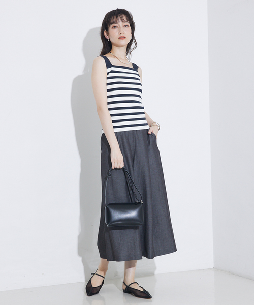 qualite（カリテ）の「【接触冷感】ナチュラルシャンブレーフレアパンツ/オフィスカジュアル/夏服（その他パンツ・レディース・ベージュ/グリーン/ブラック・36/38/40）」の22枚目の写真