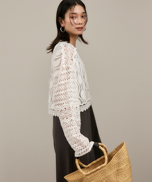 カーディガン 「WEB限定」レースパッチワークボレロ レディース SALON adam et rope'｜【WEB限定】レースパッチワークボレロ