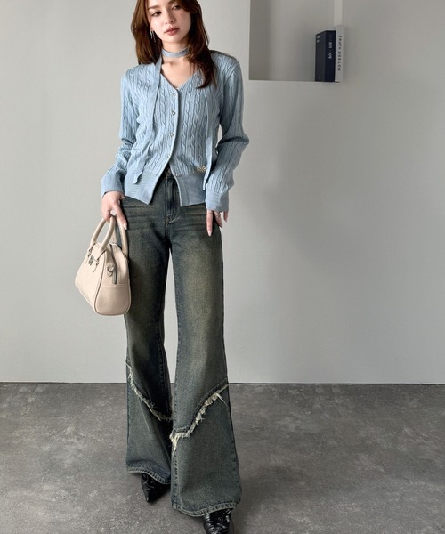 mily bilet（ミウィビレット）の「【mily bilet】ヴィンテージライクな脚盛れデニム♪ウエスタンライクフリンジダメージフレアジーンズ（デニムパンツ・レディース・ブラック/その他1/ブルー・MEDIUM/LARGE/X-LARGE/SMALL）」の21枚目の写真