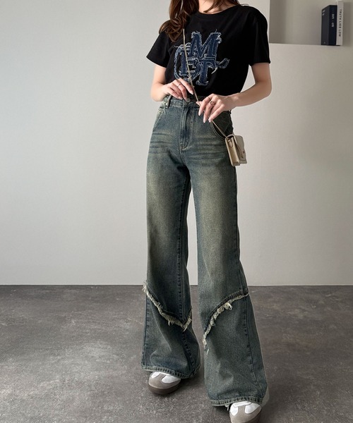 mily bilet（ミウィビレット）の「【mily bilet】ヴィンテージライクな脚盛れデニム♪ウエスタンライクフリンジダメージフレアジーンズ（デニムパンツ・レディース・ブラック/その他1/ブルー・MEDIUM/LARGE/X-LARGE/SMALL）」の17枚目の写真