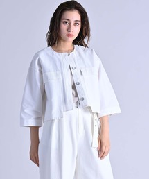 【3回着用】RAW FUDGE Tシャツ　ブラウス　異素材　ホワイト　パフ