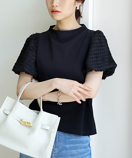 372、395、402トップスまとめ売り セール】ファンシースリーブドッキング半袖トップス（Tシャツ