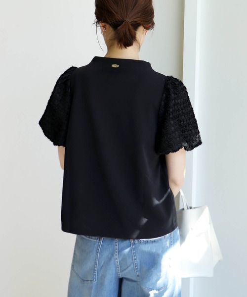 ジネス jines ファンシースリーブドッキング半袖トップス セール】ファンシースリーブドッキング半袖トップス（Tシャツ