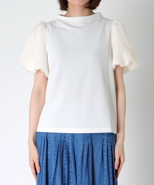 ジネス jines ファンシースリーブドッキング半袖トップス セール】ファンシースリーブドッキング半袖トップス（Tシャツ
