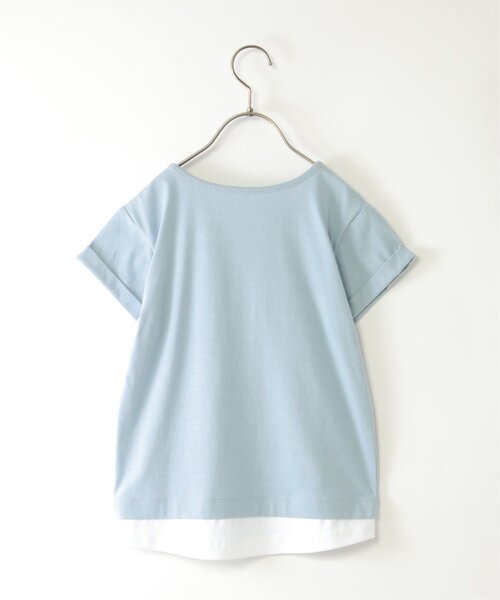 ikka(イッカ)の「【親子コーデ】裾レイヤードロールアップロゴTシャツ(120~160cm)(Tシャツ/カットソー・キッズ・エメラルドブルー/チャコールグレー/ピンク・120/130/140/150/160)」の5枚目の写真