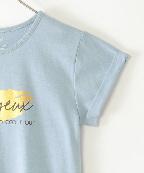 ikka(イッカ)の「【親子コーデ】裾レイヤードロールアップロゴTシャツ(120~160cm)(Tシャツ/カットソー・キッズ・エメラルドブルー/チャコールグレー/ピンク・120/130/140/150/160)」の6枚目の写真