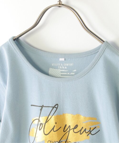 ikka(イッカ)の「【親子コーデ】裾レイヤードロールアップロゴTシャツ(120~160cm)(Tシャツ/カットソー・キッズ・エメラルドブルー/チャコールグレー/ピンク・120/130/140/150/160)」の8枚目の写真