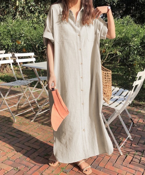 ReRe（リリ）の「選べる2TYPEシャツワンピース（シャツワンピース・レディース・ブルー/グレー系その他/イエロー系その他/ブラウン系その他/ピンク系その他/グリーン/ブラウン/ピンク/ベージュ系その他/ベージュ/ダークグレー/マスタード/グリーン系その他/ブルー系その他・FREE）」の5枚目の写真