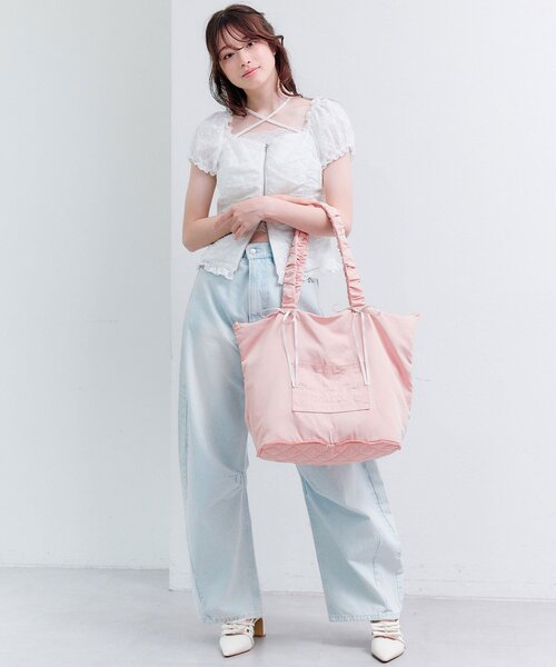 OLIVE des OLIVE（オリーブデオリーブ）の「【キャリーオン/大容量】Aimerianejoie折りたたみキャリーオントート（トートバッグ・レディース・ピンク/アイボリー/ブラック・FREE）」の13枚目の写真